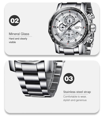Silver Big Dial Watch Men Sport Quartz Mens Military Water Resistant Chronograph Watch The Clothing Company Sydney