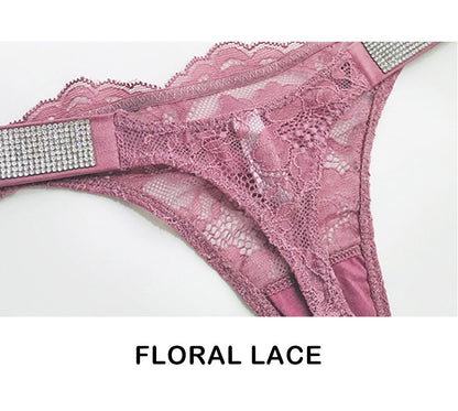 Underwear Rhinestone Letter Thongs Lace Transparent T Back for Low Rise Soft Panties Black Lingerie G String The Clothing Company Sydney