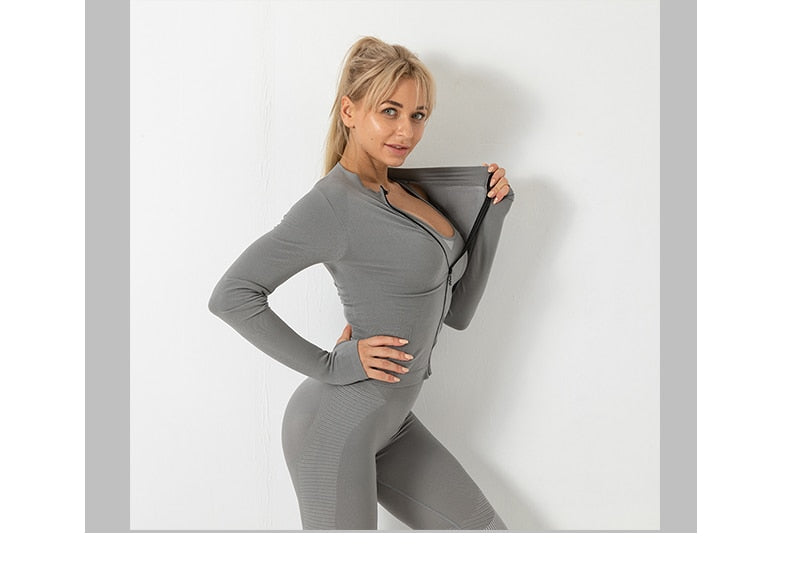 3 Piece Seamless  Women Yoga Sets Ladies Sport Gym suits Wear Running Clothes women Fitness Sport Yoga Suit Keep warm yoga clothing The Clothing Company Sydney