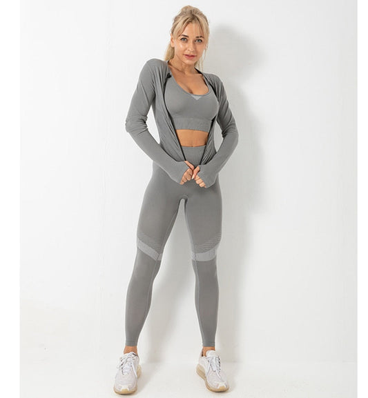 3 Piece Seamless  Women Yoga Sets Ladies Sport Gym suits Wear Running Clothes women Fitness Sport Yoga Suit Keep warm yoga clothing The Clothing Company Sydney
