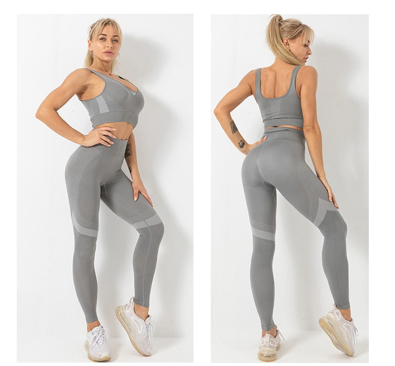 3 Piece Seamless  Women Yoga Sets Ladies Sport Gym suits Wear Running Clothes women Fitness Sport Yoga Suit Keep warm yoga clothing The Clothing Company Sydney