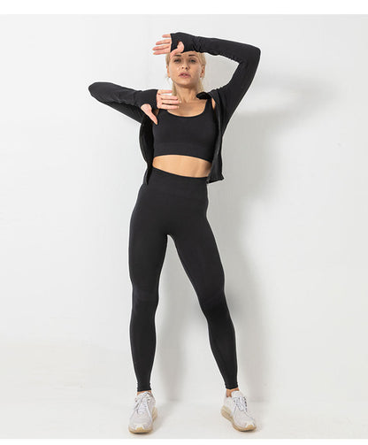 3 Piece Seamless  Women Yoga Sets Ladies Sport Gym suits Wear Running Clothes women Fitness Sport Yoga Suit Keep warm yoga clothing The Clothing Company Sydney