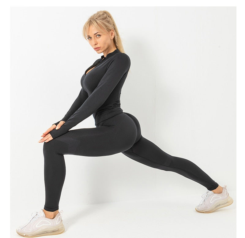 3 Piece Seamless  Women Yoga Sets Ladies Sport Gym suits Wear Running Clothes women Fitness Sport Yoga Suit Keep warm yoga clothing The Clothing Company Sydney