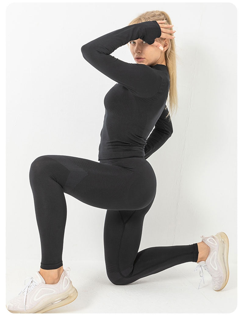 3 Piece Seamless  Women Yoga Sets Ladies Sport Gym suits Wear Running Clothes women Fitness Sport Yoga Suit Keep warm yoga clothing The Clothing Company Sydney