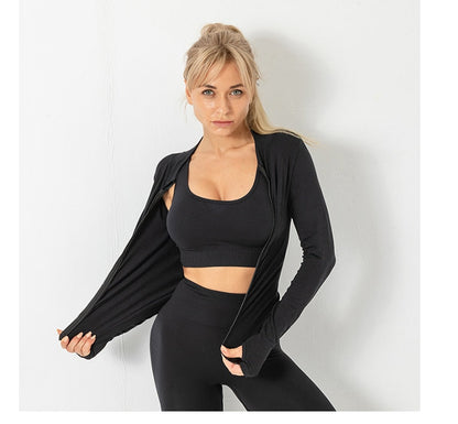 3 Piece Seamless  Women Yoga Sets Ladies Sport Gym suits Wear Running Clothes women Fitness Sport Yoga Suit Keep warm yoga clothing The Clothing Company Sydney