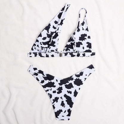 Leopard Print Bikinis Women's Swimsuits Cut Out Swimwear One Shoulder Biquini Thong Bathing Suit Push Up Beachwear The Clothing Company Sydney