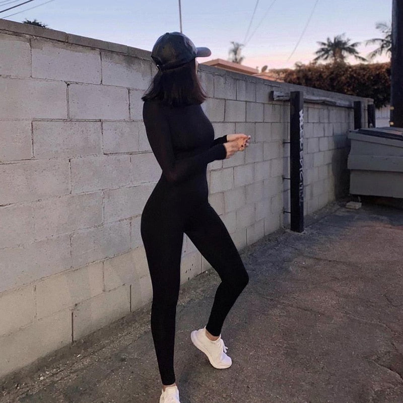 Autumn Winter Jumpsuit Streetwear Long Sleeve Bodycon Solid Sport Fitness Overalls The Clothing Company Sydney