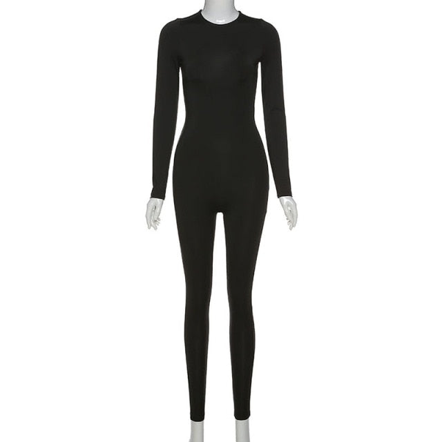 Autumn Winter Jumpsuit Streetwear Long Sleeve Bodycon Solid Sport Fitness Overalls The Clothing Company Sydney