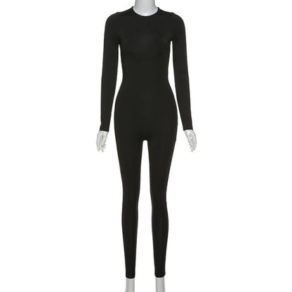 Autumn Winter Jumpsuit Streetwear Long Sleeve Bodycon Solid Sport Fitness Overalls The Clothing Company Sydney