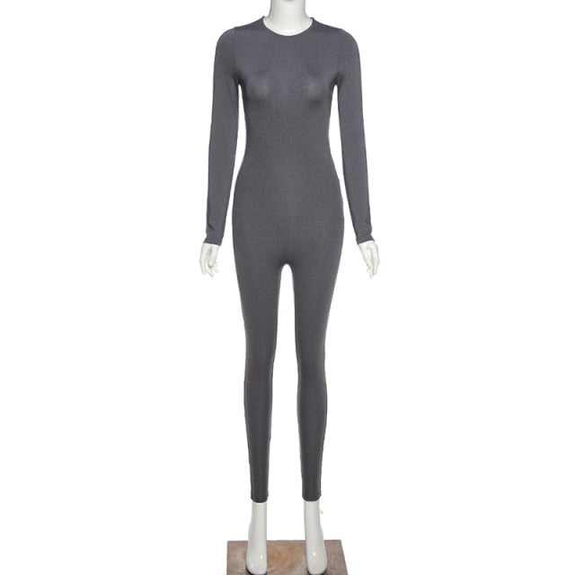 Autumn Winter Jumpsuit Streetwear Long Sleeve Bodycon Solid Sport Fitness Overalls The Clothing Company Sydney