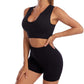 2 Piece Yoga Set Gym Set Workout Seamless Leggings Sports Bra Suit Female Clothing High Waist Shorts Set The Clothing Company Sydney