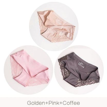 3 Pack Hollow Out Women's Panties Ice Silk Underwear Seamless Solid Sports Briefs Low Waist Underpants Lingerie Set The Clothing Company Sydney