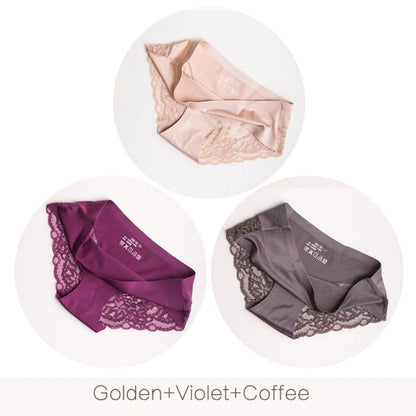 3 Pack Hollow Out Women's Panties Ice Silk Underwear Seamless Solid Sports Briefs Low Waist Underpants Lingerie Set The Clothing Company Sydney