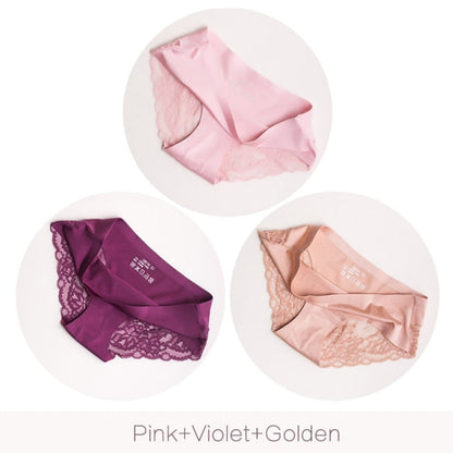 3 Pack Hollow Out Women's Panties Ice Silk Underwear Seamless Solid Sports Briefs Low Waist Underpants Lingerie Set The Clothing Company Sydney