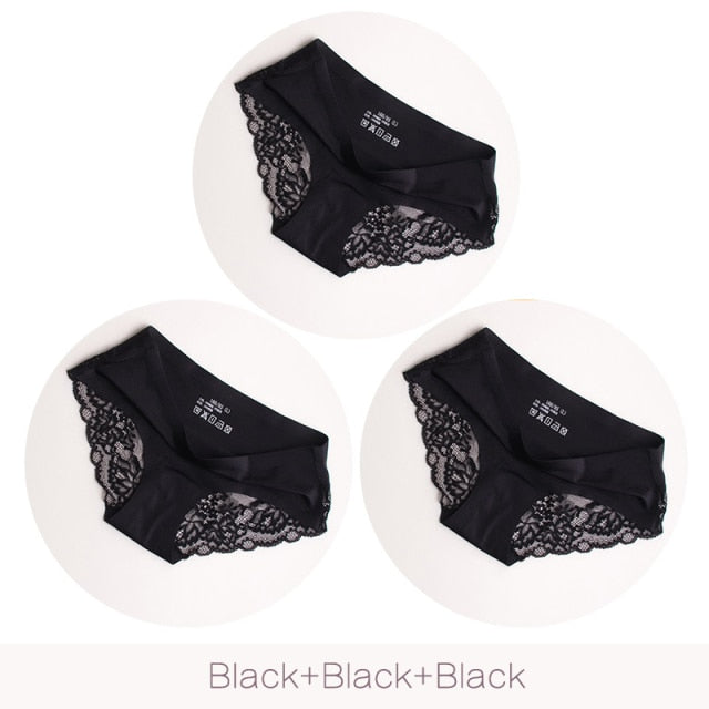 3 Pack Hollow Out Women's Panties Ice Silk Underwear Seamless Solid Sports Briefs Low Waist Underpants Lingerie Set The Clothing Company Sydney