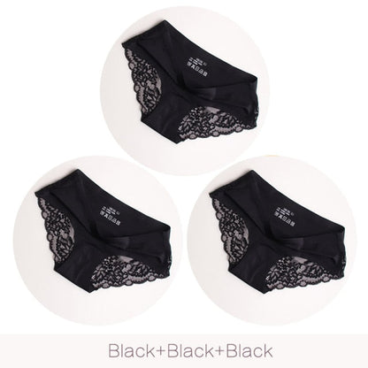 3 Pack Hollow Out Women's Panties Ice Silk Underwear Seamless Solid Sports Briefs Low Waist Underpants Lingerie Set The Clothing Company Sydney