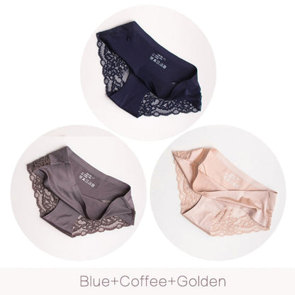 3 Pack Hollow Out Women's Panties Ice Silk Underwear Seamless Solid Sports Briefs Low Waist Underpants Lingerie Set The Clothing Company Sydney