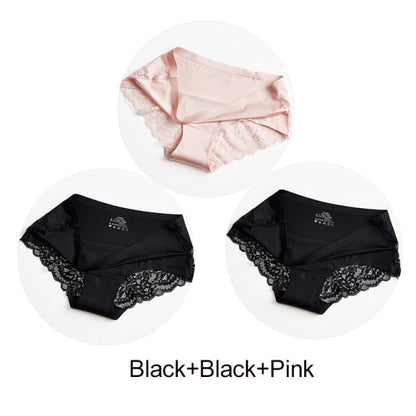 3 Pack Hollow Out Women's Panties Ice Silk Underwear Seamless Solid Sports Briefs Low Waist Underpants Lingerie Set The Clothing Company Sydney