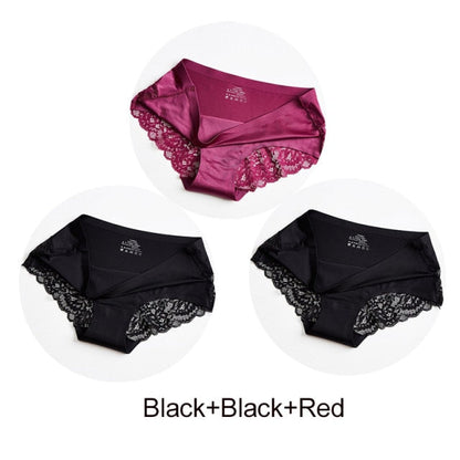 3 Pack Hollow Out Women's Panties Ice Silk Underwear Seamless Solid Sports Briefs Low Waist Underpants Lingerie Set The Clothing Company Sydney
