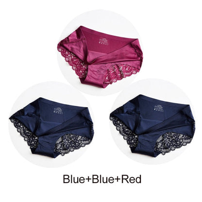 3 Pack Hollow Out Women's Panties Ice Silk Underwear Seamless Solid Sports Briefs Low Waist Underpants Lingerie Set The Clothing Company Sydney
