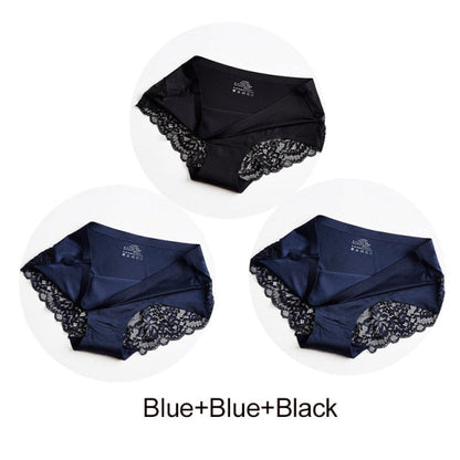 3 Pack Hollow Out Women's Panties Ice Silk Underwear Seamless Solid Sports Briefs Low Waist Underpants Lingerie Set The Clothing Company Sydney