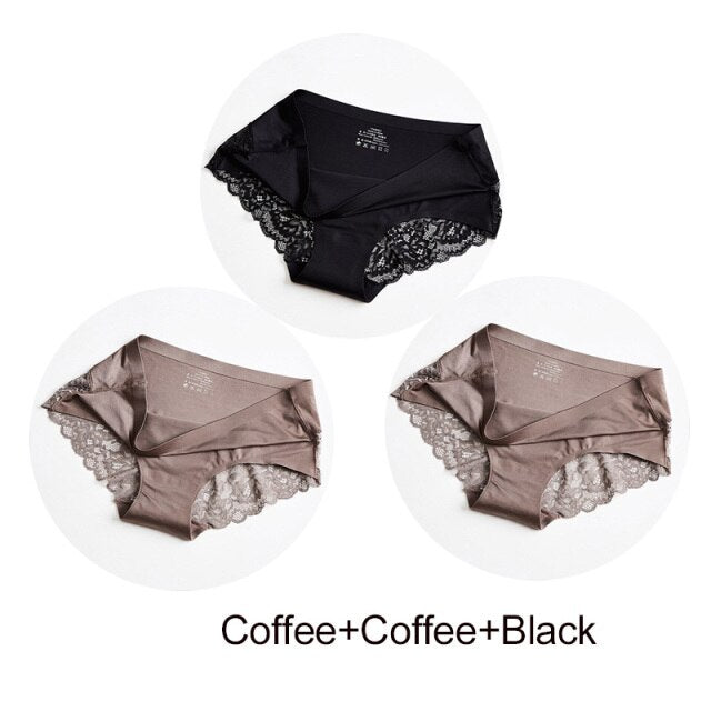 3 Pack Hollow Out Women's Panties Ice Silk Underwear Seamless Solid Sports Briefs Low Waist Underpants Lingerie Set The Clothing Company Sydney