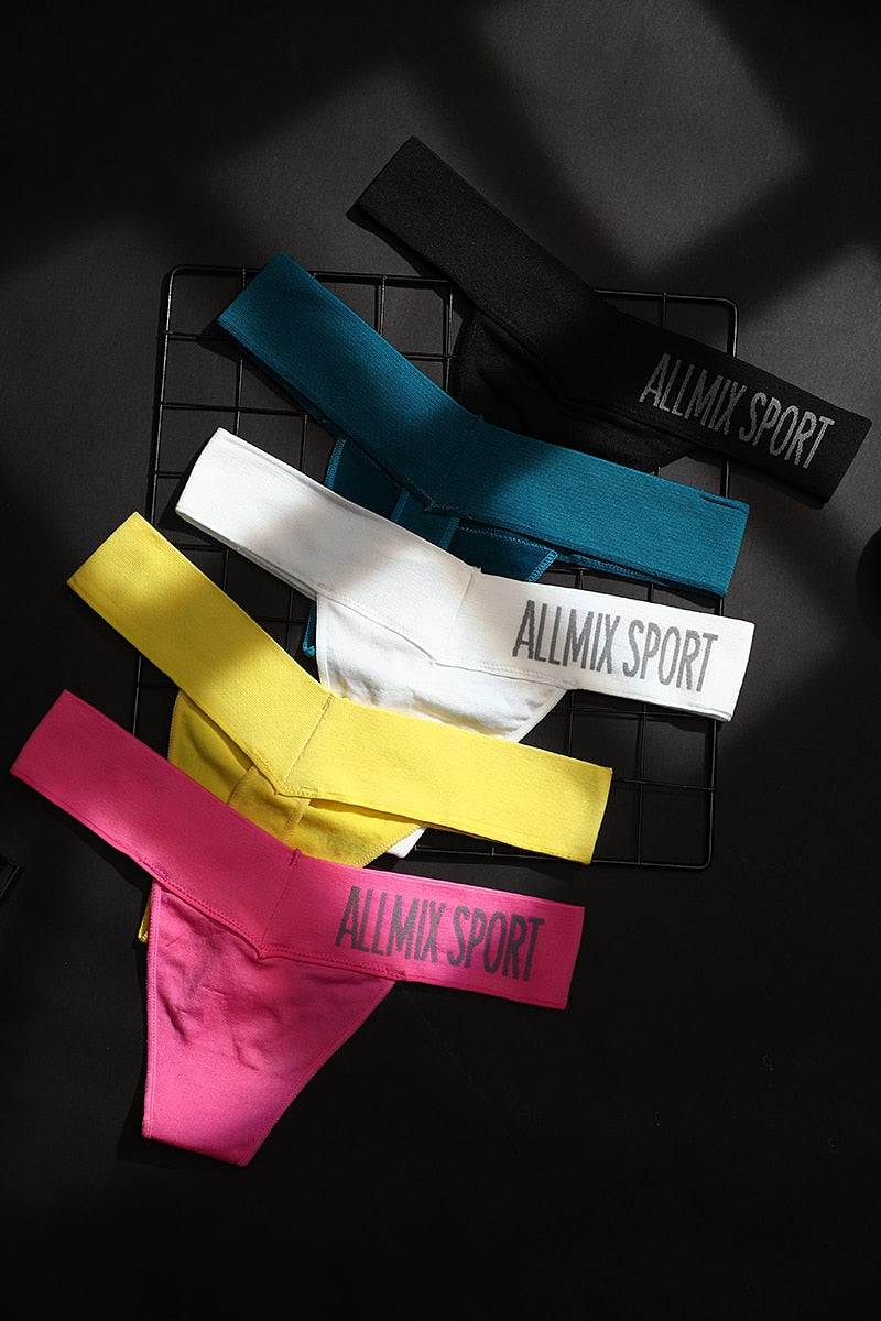 3 Pack Women's Cotton T-Back Panties Set Underwear Seamless Letter Solid Thongs G-String Low Waist Lingerie The Clothing Company Sydney