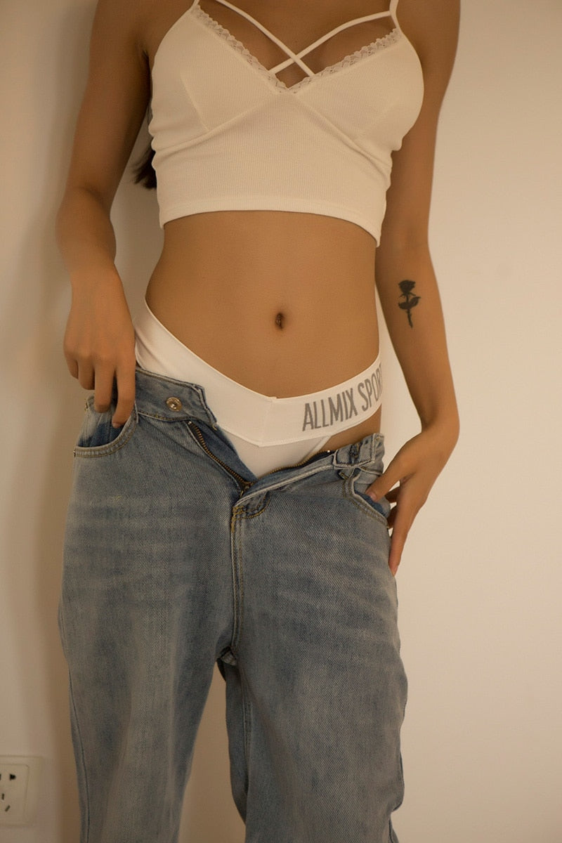 3 Pack Women's Cotton T-Back Panties Set Underwear Seamless Letter Solid Thongs G-String Low Waist Lingerie The Clothing Company Sydney