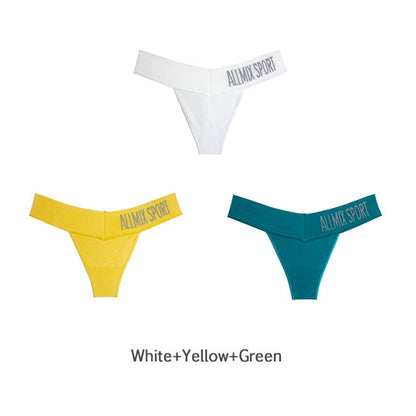 3 Pack Women's Cotton T-Back Panties Set Underwear Seamless Letter Solid Thongs G-String Low Waist Lingerie The Clothing Company Sydney