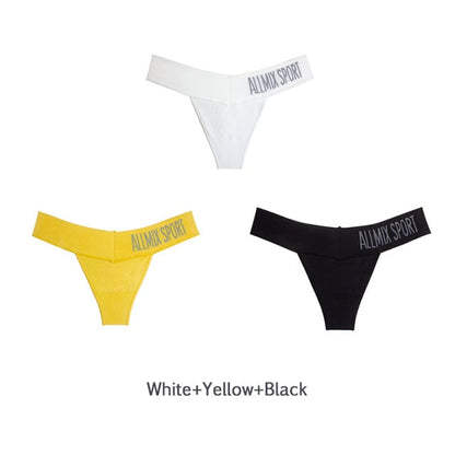 3 Pack Women's Cotton T-Back Panties Set Underwear Seamless Letter Solid Thongs G-String Low Waist Lingerie The Clothing Company Sydney