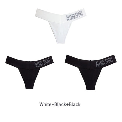 3 Pack Women's Cotton T-Back Panties Set Underwear Seamless Letter Solid Thongs G-String Low Waist Lingerie The Clothing Company Sydney