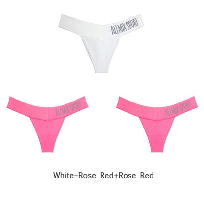 3 Pack Women's Cotton T-Back Panties Set Underwear Seamless Letter Solid Thongs G-String Low Waist Lingerie The Clothing Company Sydney