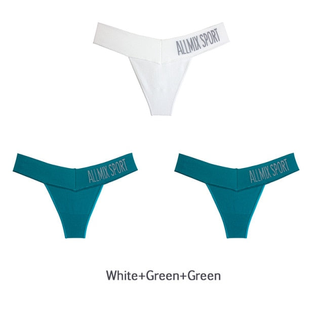 3 Pack Women's Cotton T-Back Panties Set Underwear Seamless Letter Solid Thongs G-String Low Waist Lingerie The Clothing Company Sydney