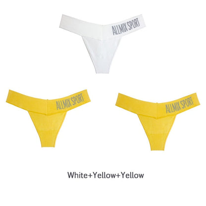 3 Pack Women's Cotton T-Back Panties Set Underwear Seamless Letter Solid Thongs G-String Low Waist Lingerie The Clothing Company Sydney