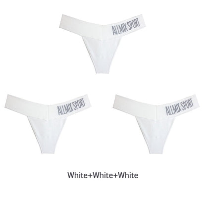3 Pack Women's Cotton T-Back Panties Set Underwear Seamless Letter Solid Thongs G-String Low Waist Lingerie The Clothing Company Sydney