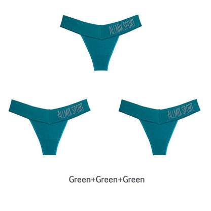 3 Pack Women's Cotton T-Back Panties Set Underwear Seamless Letter Solid Thongs G-String Low Waist Lingerie The Clothing Company Sydney