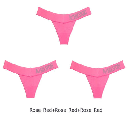 3 Pack Women's Cotton T-Back Panties Set Underwear Seamless Letter Solid Thongs G-String Low Waist Lingerie The Clothing Company Sydney