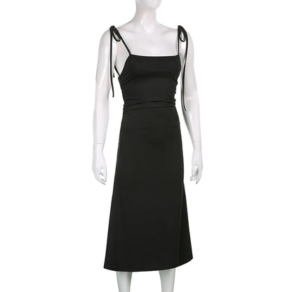 Strappy Ruched Black Irregular Elegant Backless Long Dress Party Summer Dress The Clothing Company Sydney