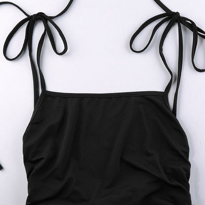 Strappy Ruched Black Irregular Elegant Backless Long Dress Party Summer Dress The Clothing Company Sydney