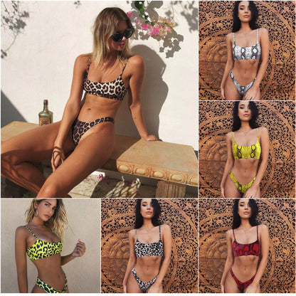 2 Piece Snakeskin Bikini Women Swimwear Leopard Swim Suit Push Up Swimsuit Female Beachwear Swimming Bikini Set The Clothing Company Sydney