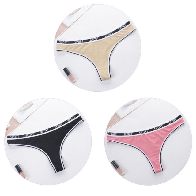 3 Pack G-string Women Panties Cotton Breathable Low Rise Ladies Underwear Solid T-Back Sport Thongs The Clothing Company Sydney