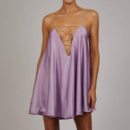 Chain Suspender Short Hollow V-neck A-line Dress Club Wear Dress The Clothing Company Sydney