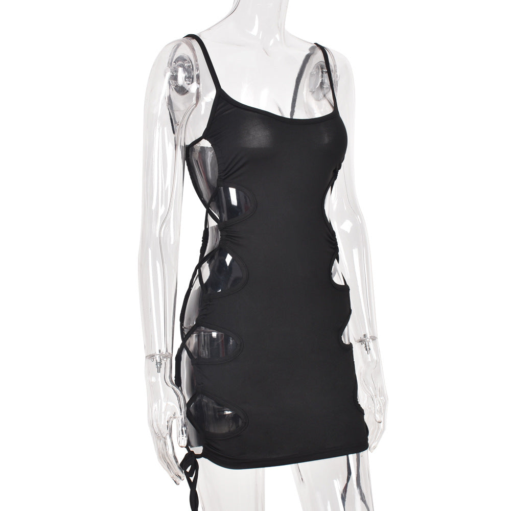 Women Hollow Out Black Mini Bandage Evening Party Night Backless Sleeveless Club Outfit Dress The Clothing Company Sydney