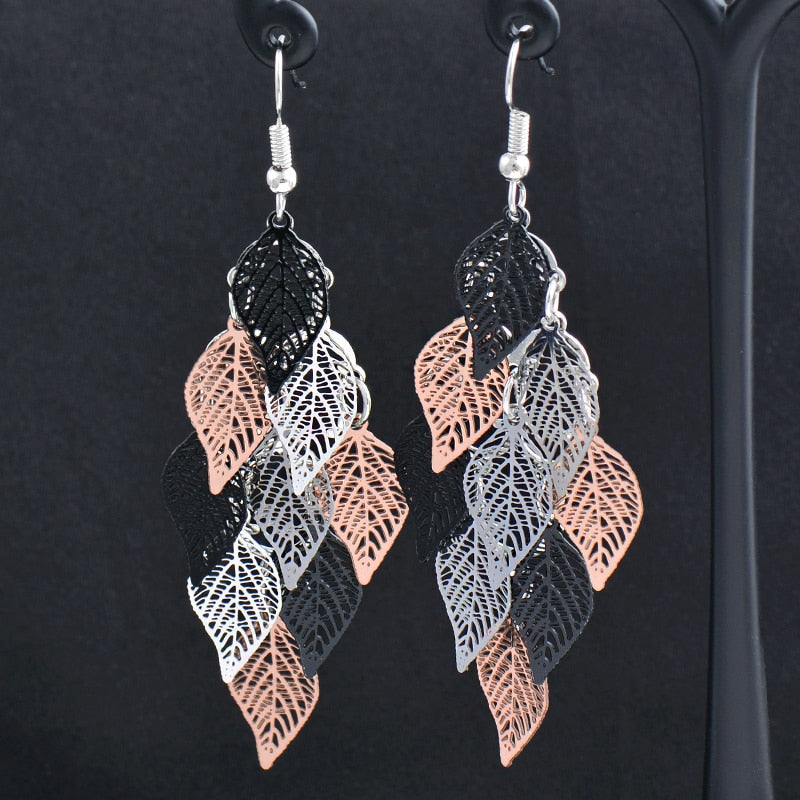 Charm White Black Enamel Gold Leaf Drop Earrings Fashion Jewelry The Clothing Company Sydney