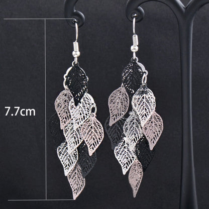 Charm White Black Enamel Gold Leaf Drop Earrings Fashion Jewelry The Clothing Company Sydney