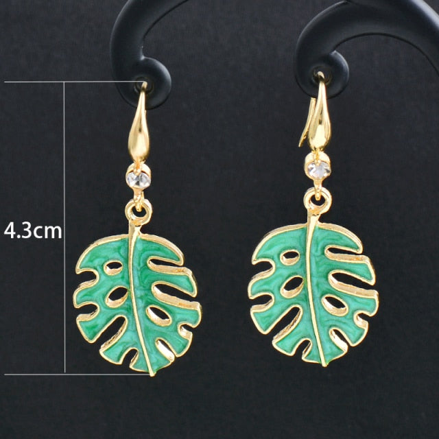 Charm White Black Enamel Gold Leaf Drop Earrings Fashion Jewelry The Clothing Company Sydney