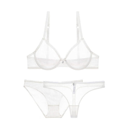 Ultra-thin cup mesh lace underwear transparent unlined 1 bra+2 panties bra set The Clothing Company Sydney