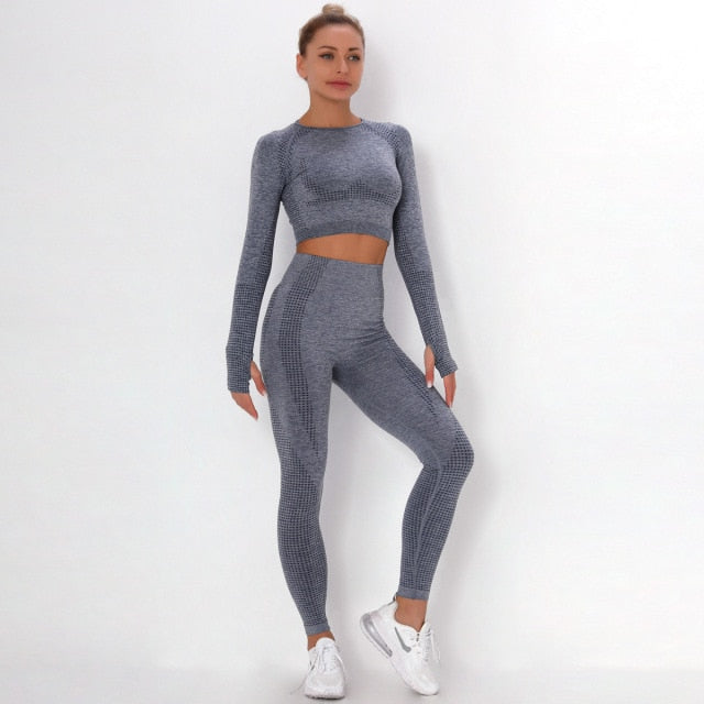 2 Piece Gym Sportwear Yoga Set Suit for Fitness Sport Outfit Seamless Leggings Sports Shorts Top Workout Set The Clothing Company Sydney