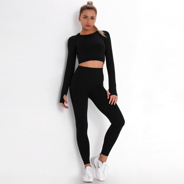 2 Piece Gym Sportwear Yoga Set Suit for Fitness Sport Outfit Seamless Leggings Sports Shorts Top Workout Set The Clothing Company Sydney