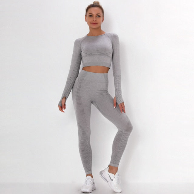 2 Piece Gym Sportwear Yoga Set Suit for Fitness Sport Outfit Seamless Leggings Sports Shorts Top Workout Set The Clothing Company Sydney